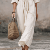 Volné boho maxi šaty košilového stylu se šňůrkou