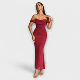 Ione - Šaty Bodycon s odhalenými rameny a řasením