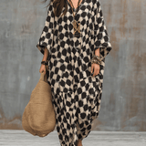 Boho maxi kaftan s puntíky a volným střihem