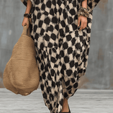 Boho maxi kaftan s puntíky a volným střihem
